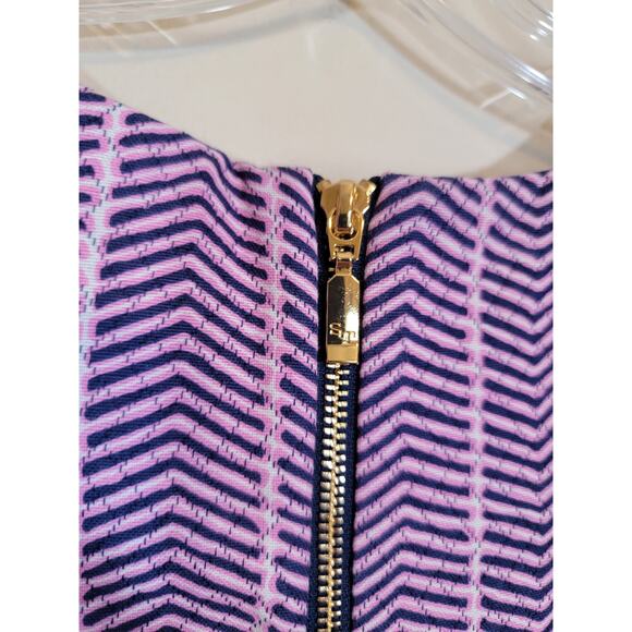 Southern Tide Audrey Chevron Ikat Dress Round Neck Zip Back Pink Purple Size 6 - Picture 7 of 7